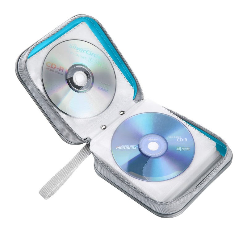 Siveit CD Case, 40 Capacity CD/DVD Case Holders Wallet Hard Plastic DVD Disc Cases Storage Binder for Car Home Office Travel (Sky Blue) - Image 5